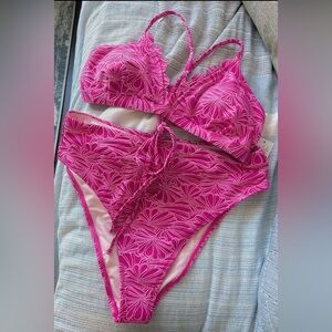 Bikini Set for Women Bathing Suit High Waisted Scalloped VNeck 2 Pieces Swimsuit